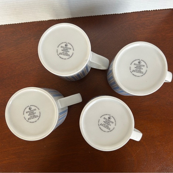 ROYAL DOULTON Studio Provence Bleu Plaid Coffee Tea Mugs Set of 4 - Picture 4 of 13